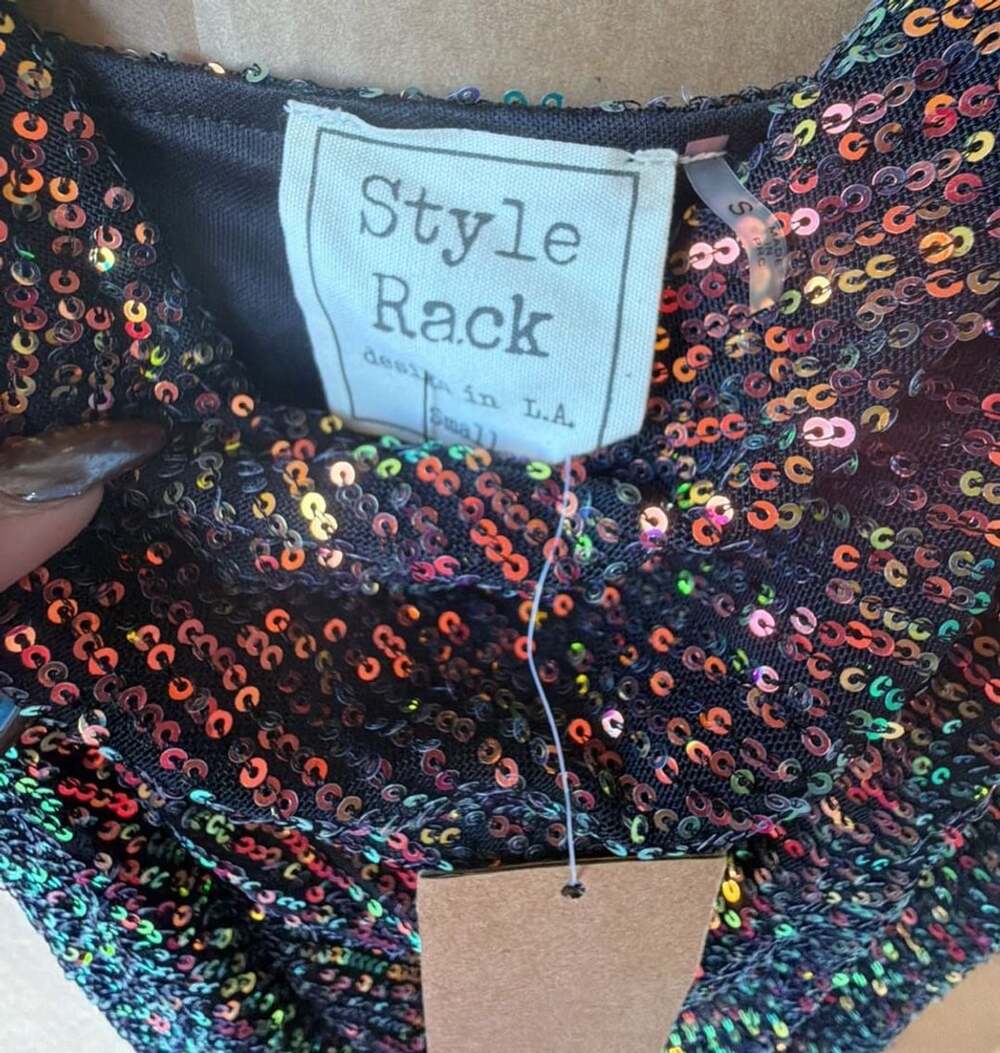 Style Rack Multi-Color Sequin Cowl Neck Mini Dress - Picture 4 of 8